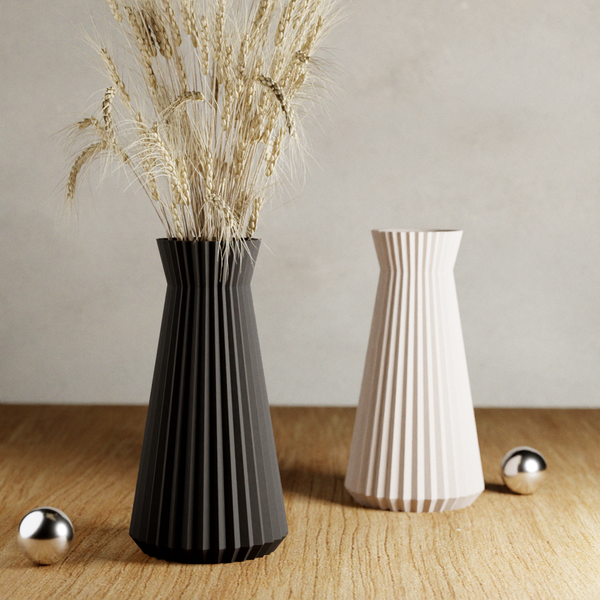 3D Printed - Muted Green 'Haven' Vase for Dried Flowers