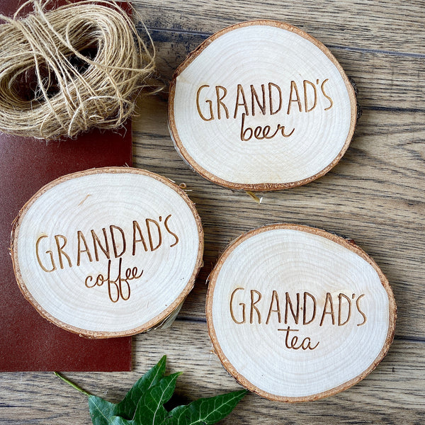 Personalised Rustic Wood Coaster
