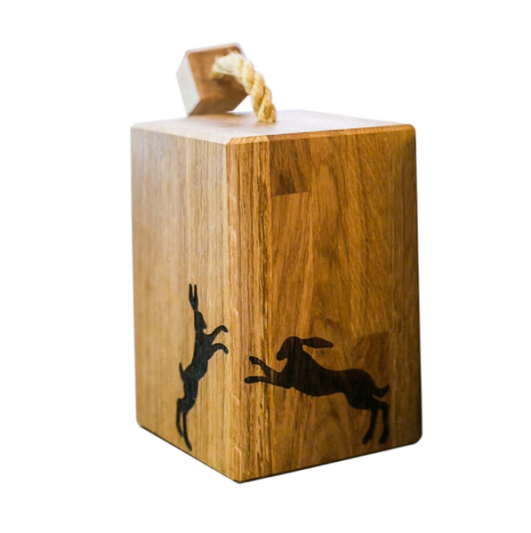 Solid Oak Boxing Hares Doorstop