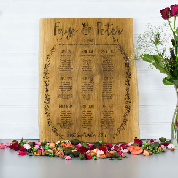 Personalised Oak Table Plan