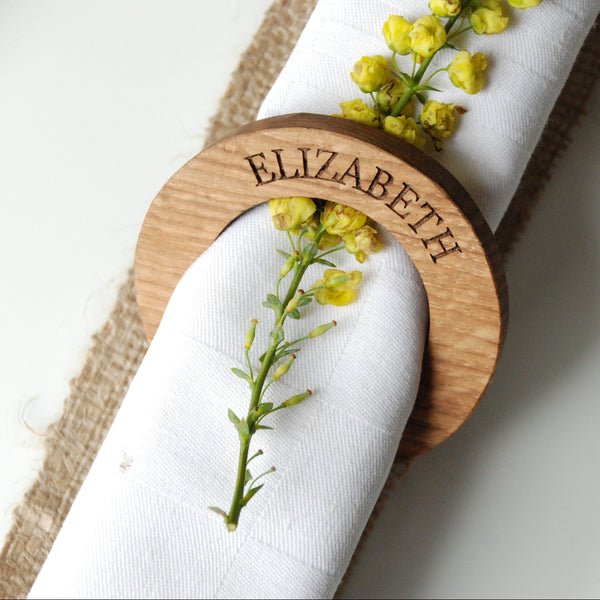 Personalised Oak Napkin Rings