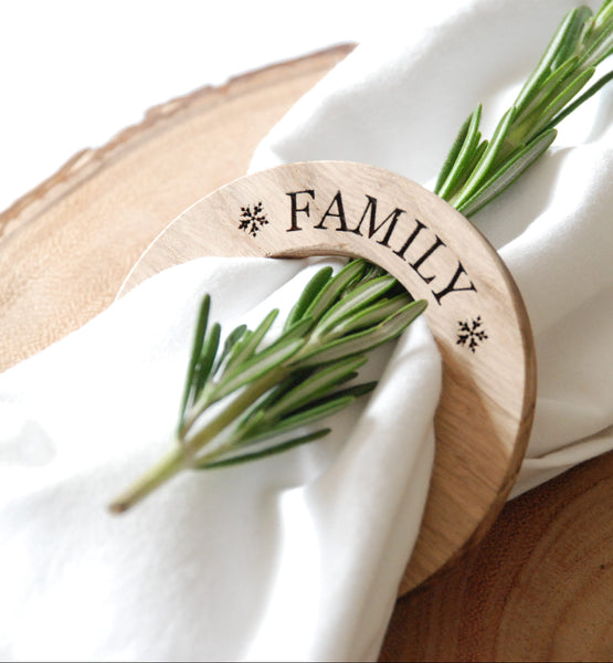 Personalised Christmas Oak Napkin Rings