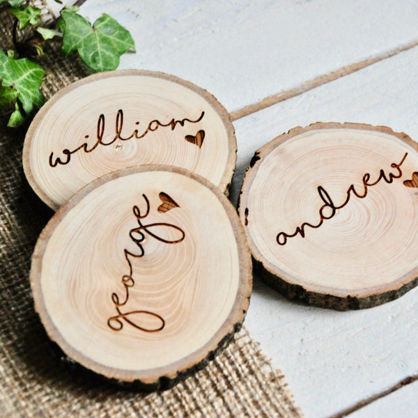 Rustic Coaster Name Place Settings