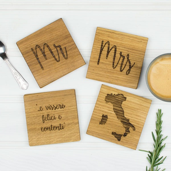 Personalised Set Of Four Wedding Coasters
