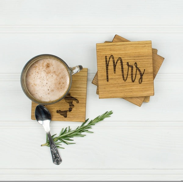 Personalised Set Of Four Wedding Coasters