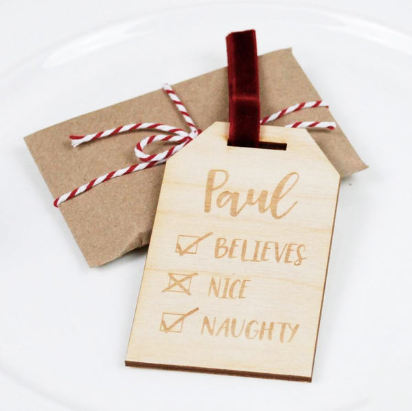 Personalised Naughty Or Nice Christmas Tree Decorations
