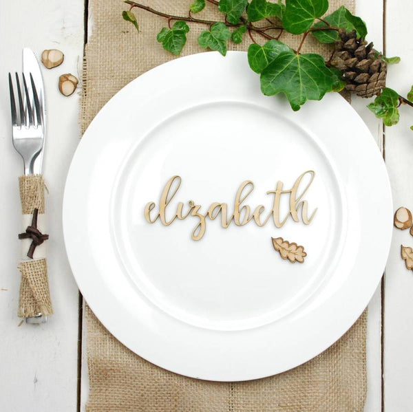Personalised Plywood Wedding Name Place Settings