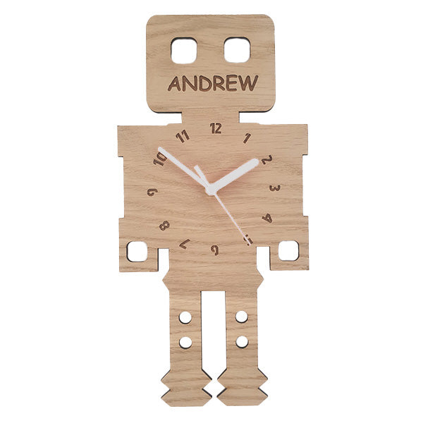 Robot Wooden Children's Clock