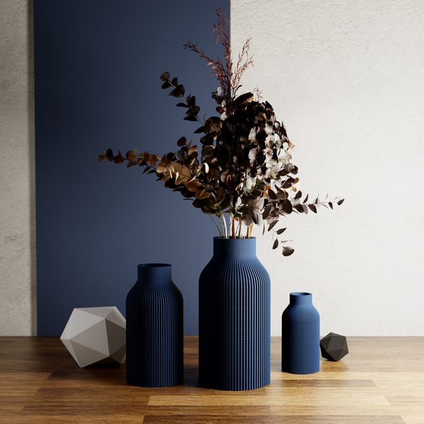 3D Printed Midnight Black 'BOTTLE' Vase for Dried Flowers