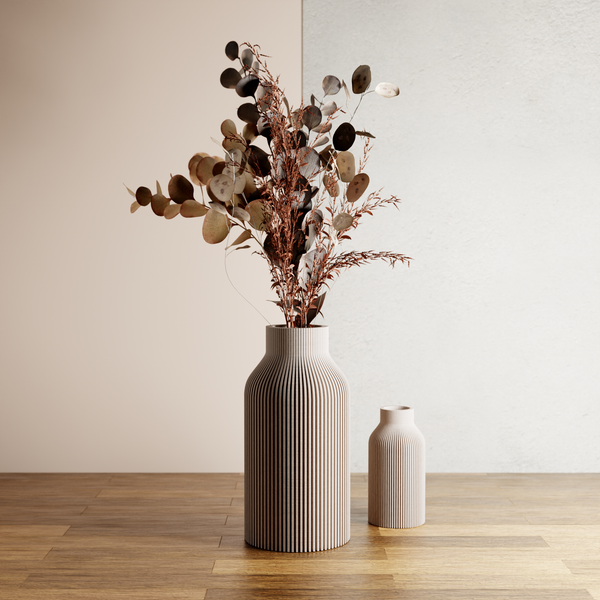 3D Printed Natural Wood 'BOTTLE' Vase for Dried Flowers