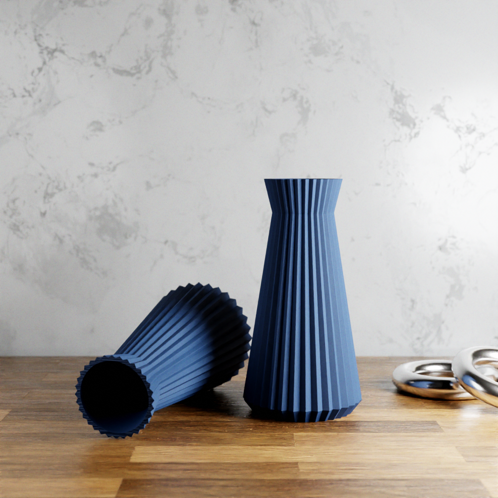 3D Printed - Navy Blue Large 'Haven' Vase for Dried Flowers