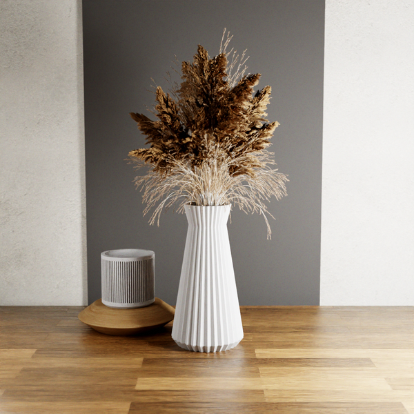 3D Printed - Muted Green 'Haven' Vase for Dried Flowers
