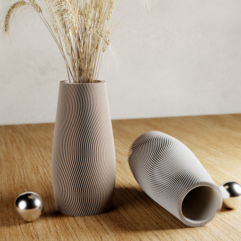 3D Printed Muted White 'TIDAL' Vase for Dried Flowers - Faux Flowers - Unique Design - Original and Contemporary Home Decor - Perfect for Gifting