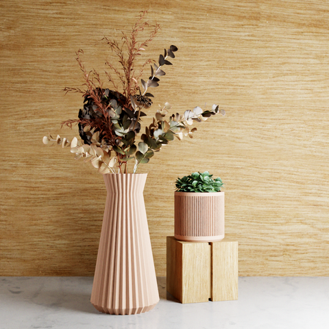 3D Printed - Natural Wood Large 'Haven' Vase for Dried Flowers