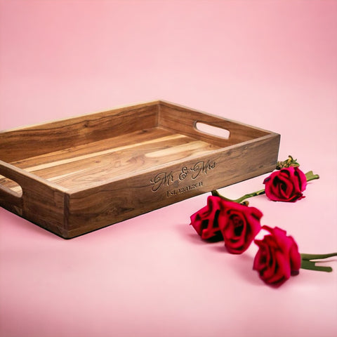 Mr & Mrs Wooden Serving Tray