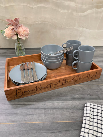 'Breakfast At' Wooden Serving Tray