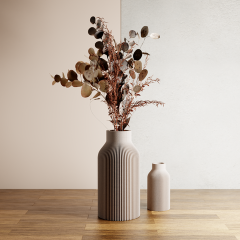 3D Printed Muted White 'BOTTLE' Vase for Dried Flowers - Faux Flowers - Sleek Design - Original and Striking Decor - Perfect for Gifting - Home Decor