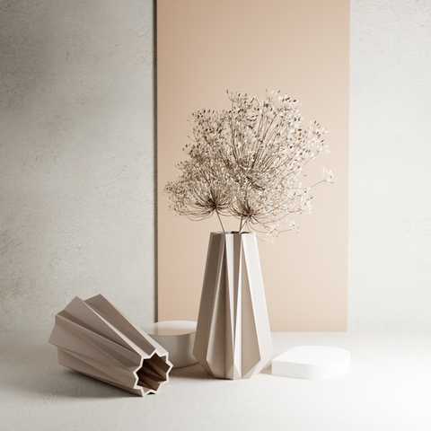 3D Printed Muted White Large 'TIMBER' Vase for Dried Flowers - Recycled Wood - Original and Exceptional Home Décor - Ideal for Gifting - Modern Design