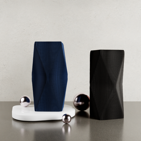 3D Printed Navy Blue Modern 'XENOVA' Vase for Faux Flowers - Large Premium and Luxurious Minimalist Vase for Centerpieces - Contemporary Home Decor