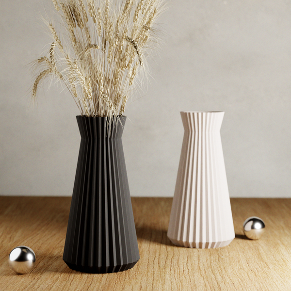 3D Printed - Midnight Black Large 'Haven' Vase for Dried Flowers