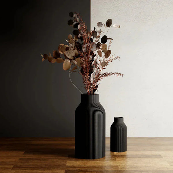3D Printed Natural Wood 'BOTTLE' Vase for Dried Flowers