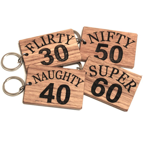 Personalised 30th 40th 50th And 60th Birthday Keyrings