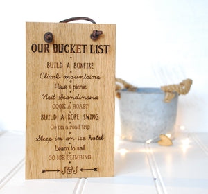 Personalised Bucket List Sign