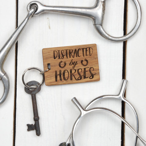 Distracted By Horses Keyring