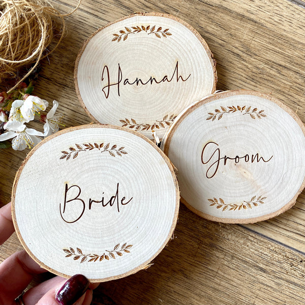 Personalised Rustic Coaster and Place Setting (Leaves)