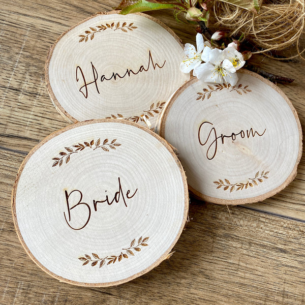 Personalised Rustic Coaster and Place Setting (Leaves)