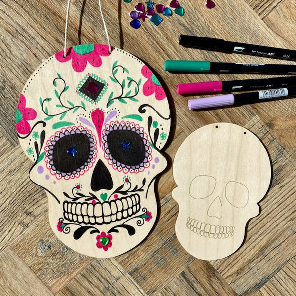 Decorate Your Own Day of the Dead Halloween Skulls