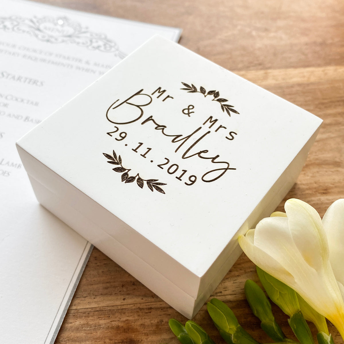 Personalised Wedding Ring And Engagement Ring Box Bespoke & Oak Co.