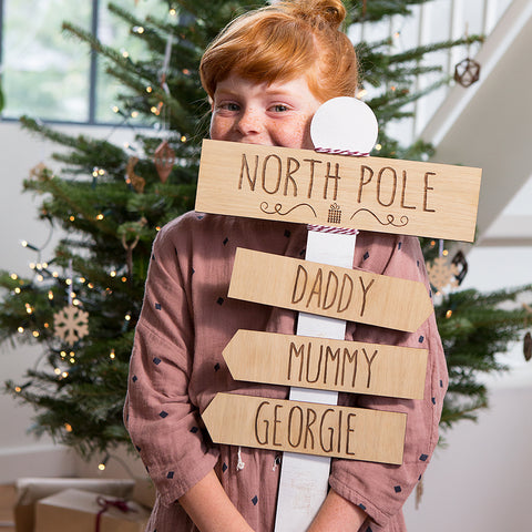 Personalised North Pole Christmas Sign Decoration