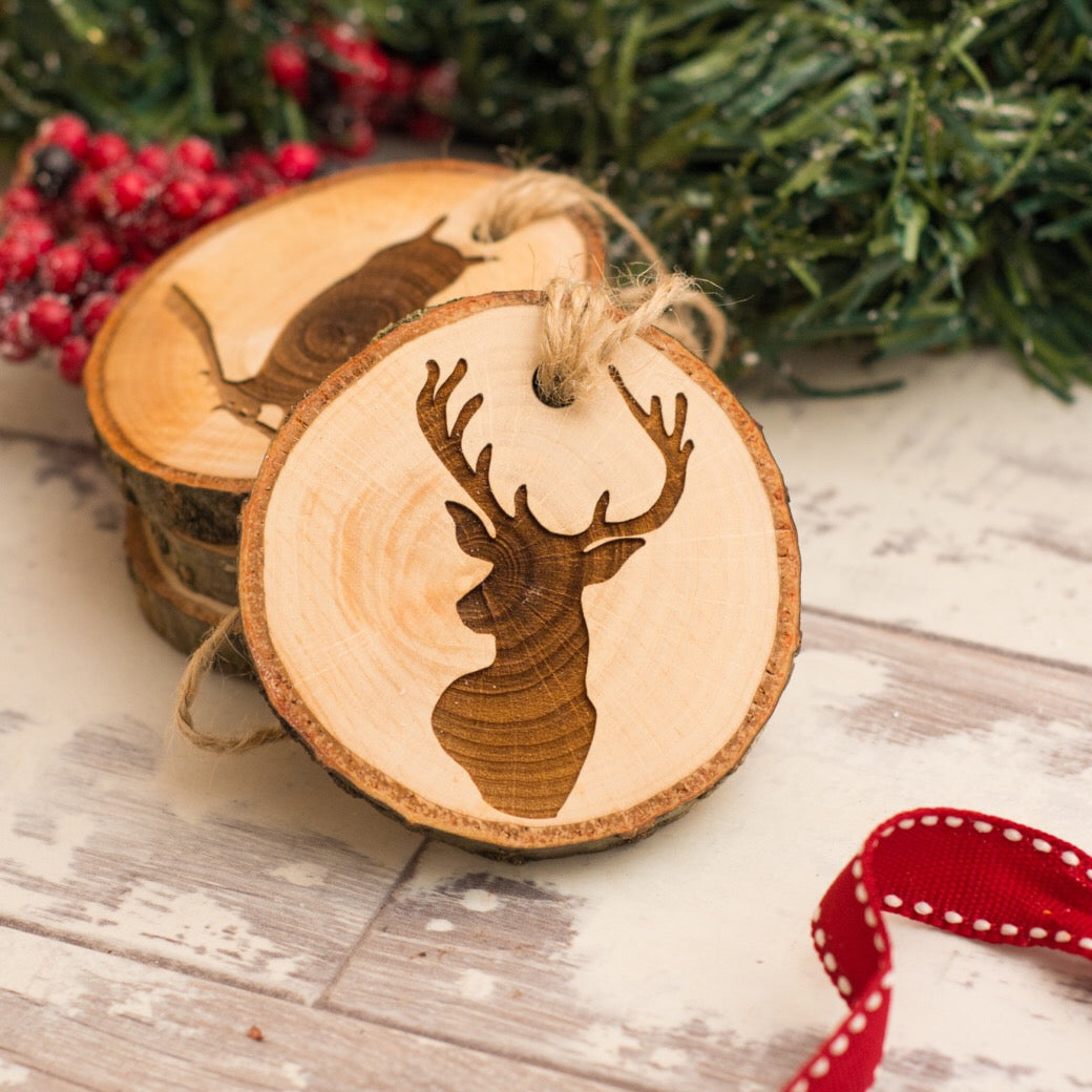Ornements De Noël En Bois En Forme De Cerf - Rouge Ou Marron, Neuf, Décoration De Sapin
