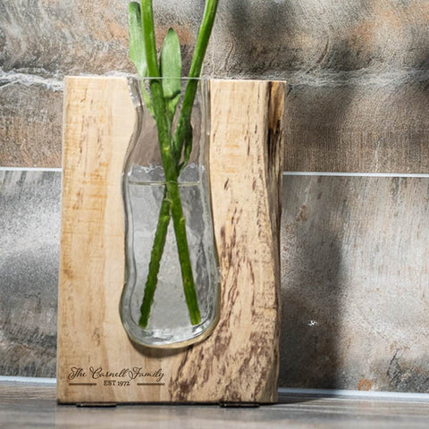 'Family' Tanoak Wood and Glass Vase